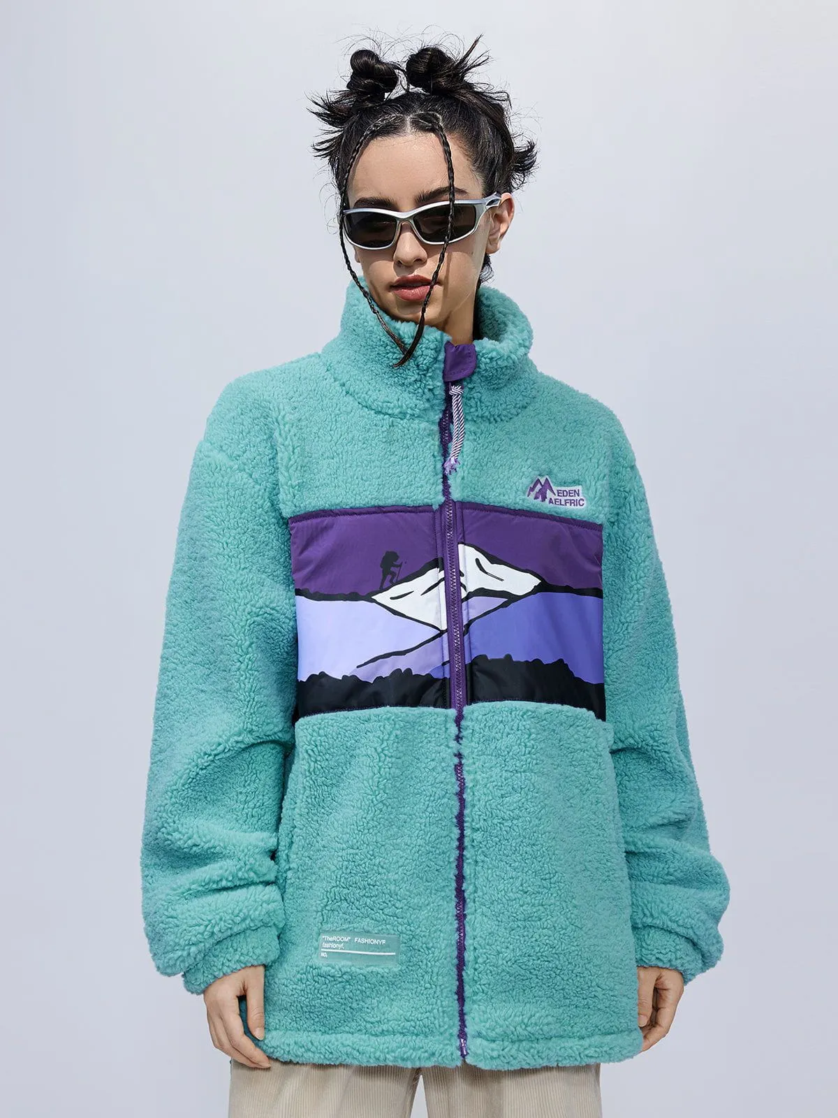 Mountains Patchwork Sherpa Coat