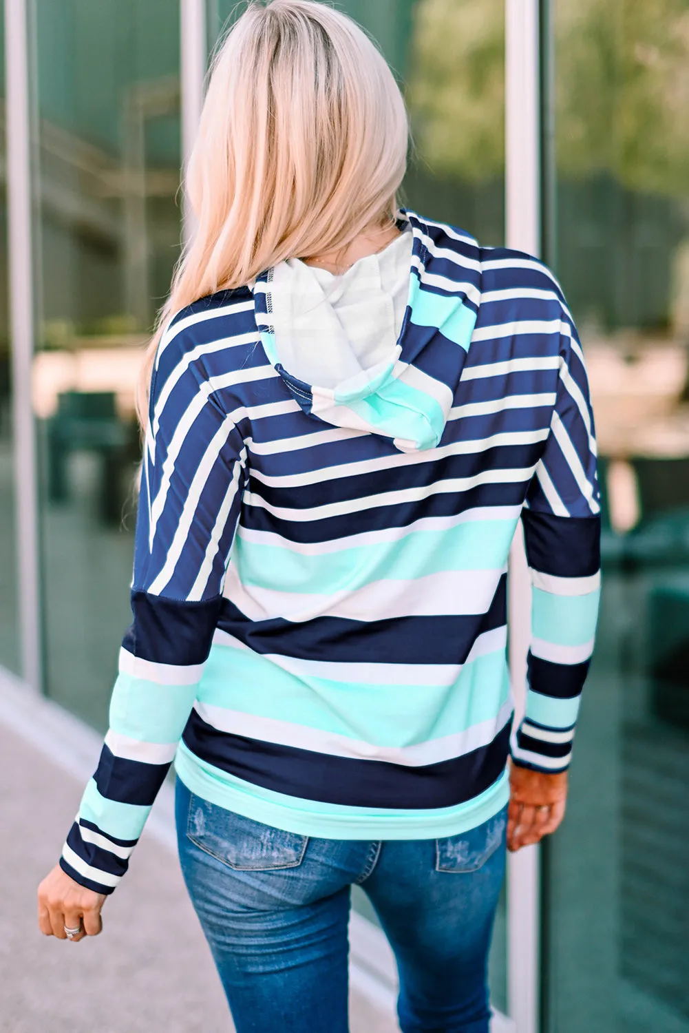 Multi Striped Drawstring Hoodie