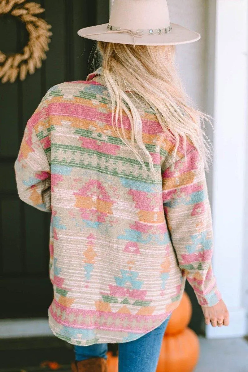 Multicolor Western Aztec Shacket