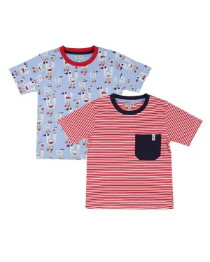 Multicoloured Seagull And Stripe Print Top - 2 Pack