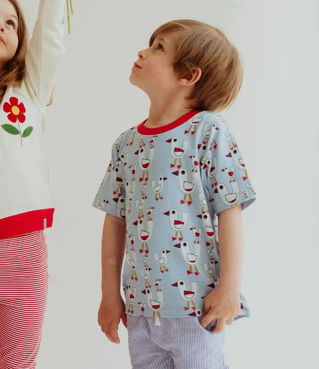 Multicoloured Seagull And Stripe Print Top - 2 Pack