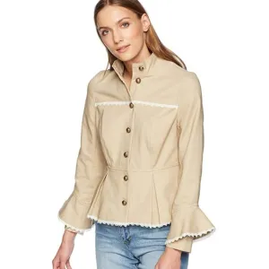 NANETTE |  Lace-Trimmed Peplum Military Jacket