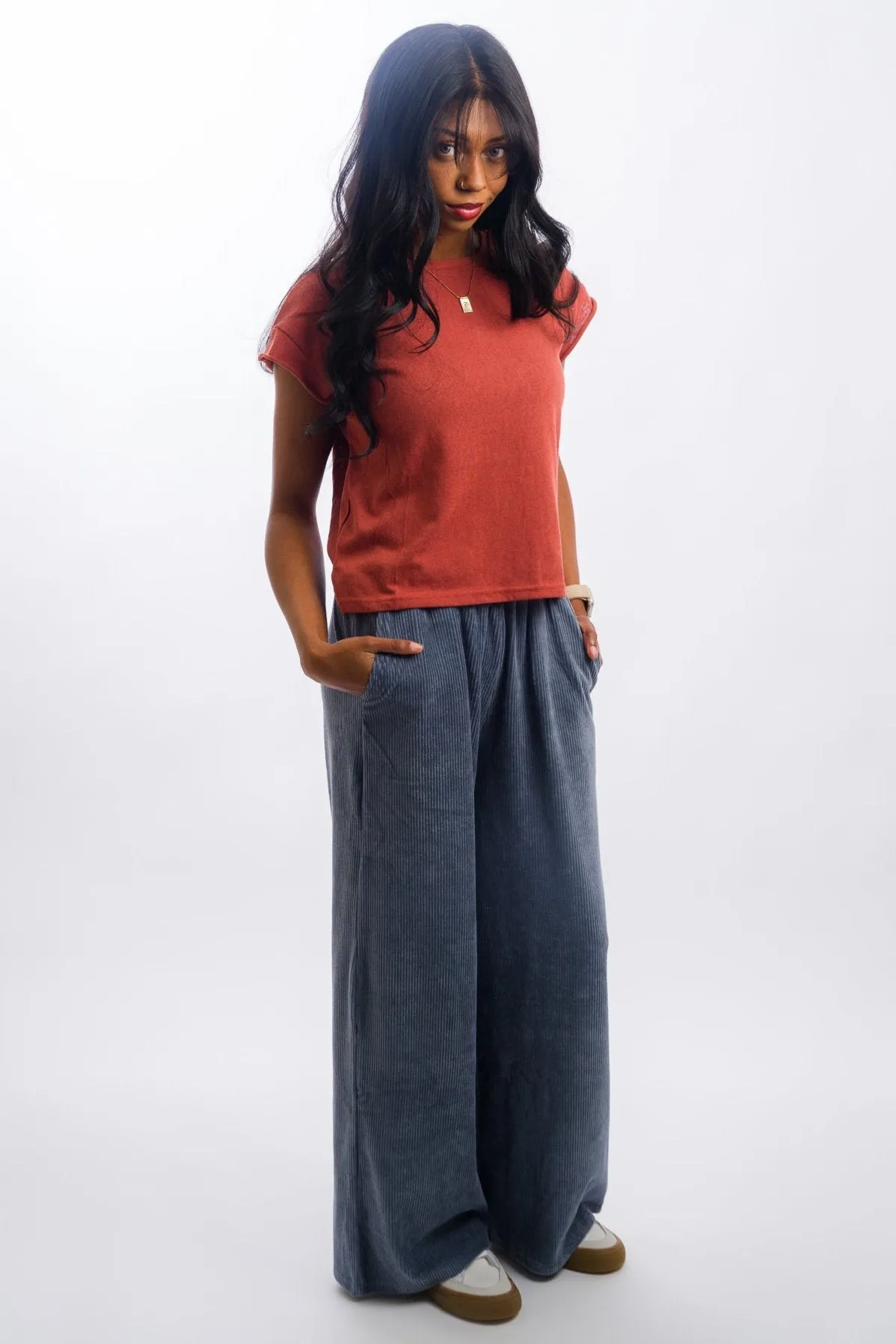 Native Youth Hayter Corduroy Wide Leg Trouser - Blue