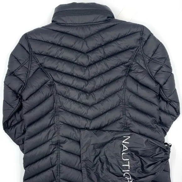 Nautica Black Reversible Hooded Packable Puffer Jacket Size XS