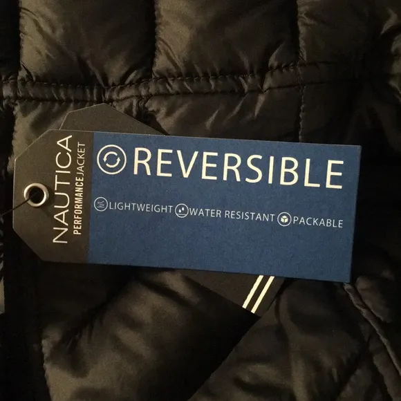 Nautica Black Reversible Hooded Packable Puffer Jacket Size XS
