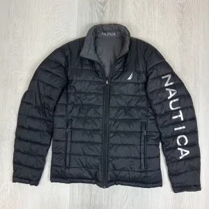 Nautica Mens Reversible Black & Grey Puffer Jacket Size Small