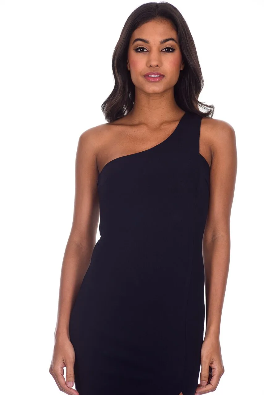 Navy Asymmetric Thigh Split Maxi Dress