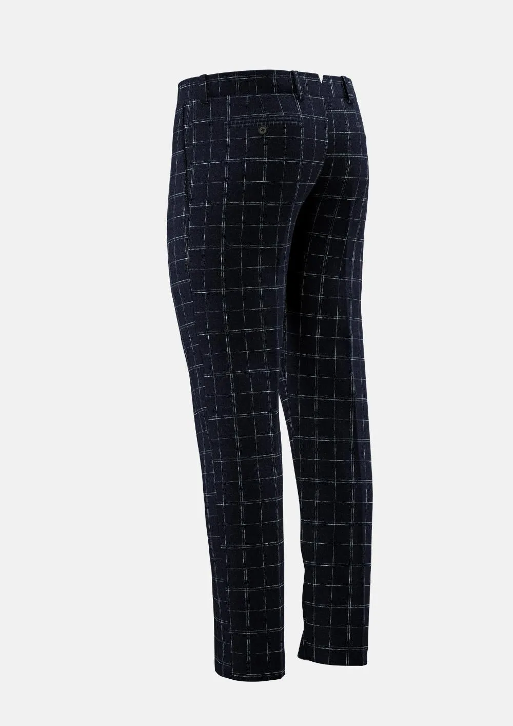 Navy Flannel Windowpane Pants