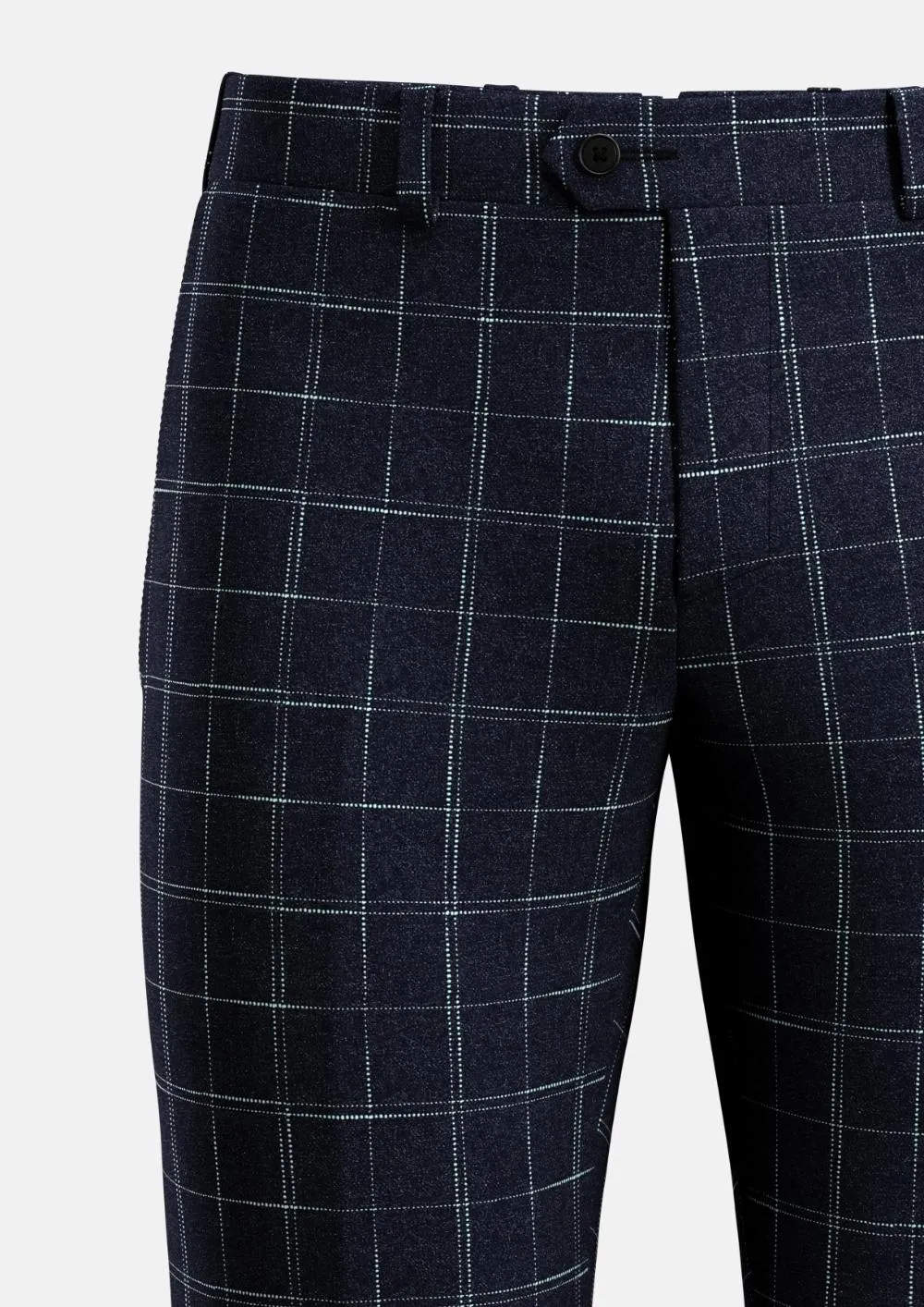 Navy Flannel Windowpane Pants