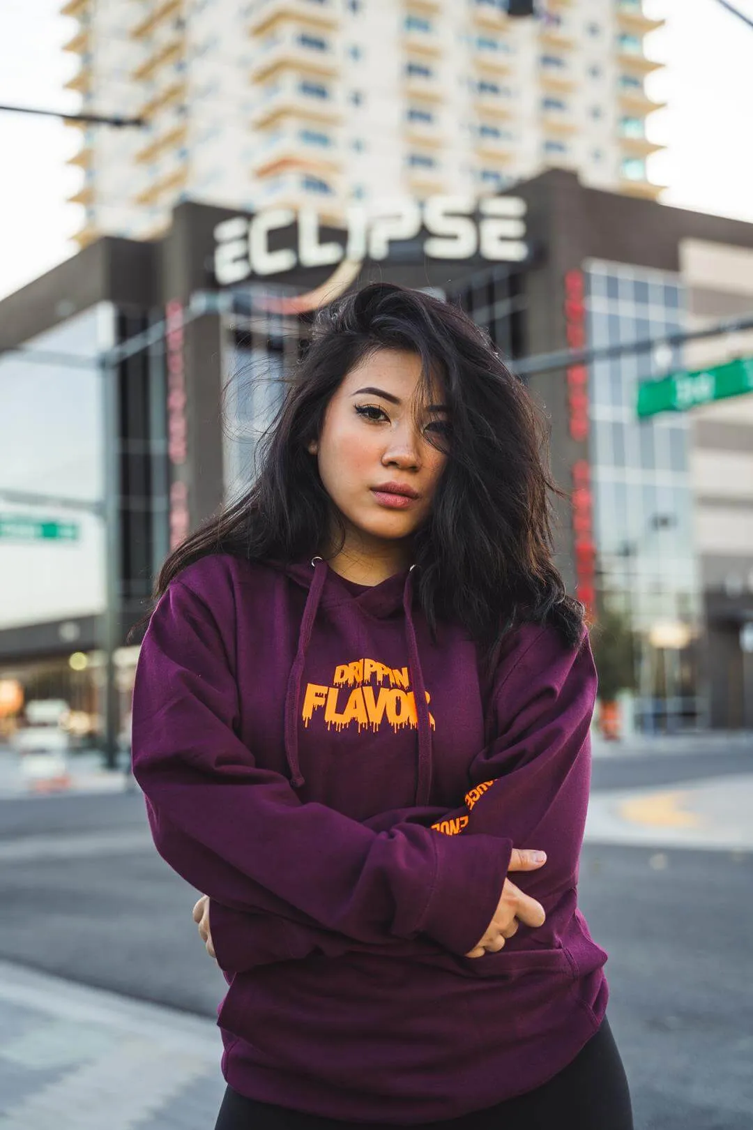 Neon Orange Drippin Flavor | Maroon Hoodie