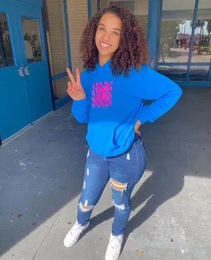 Neon Pink SA Box Drip | Royal Blue Hoodie