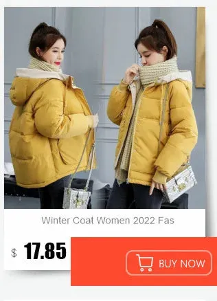 New Plus Size Down Cotton Coat for Women - Long Winter Puffer Parka, Thick Warm Hooded Jacket with Zipper Overcoat