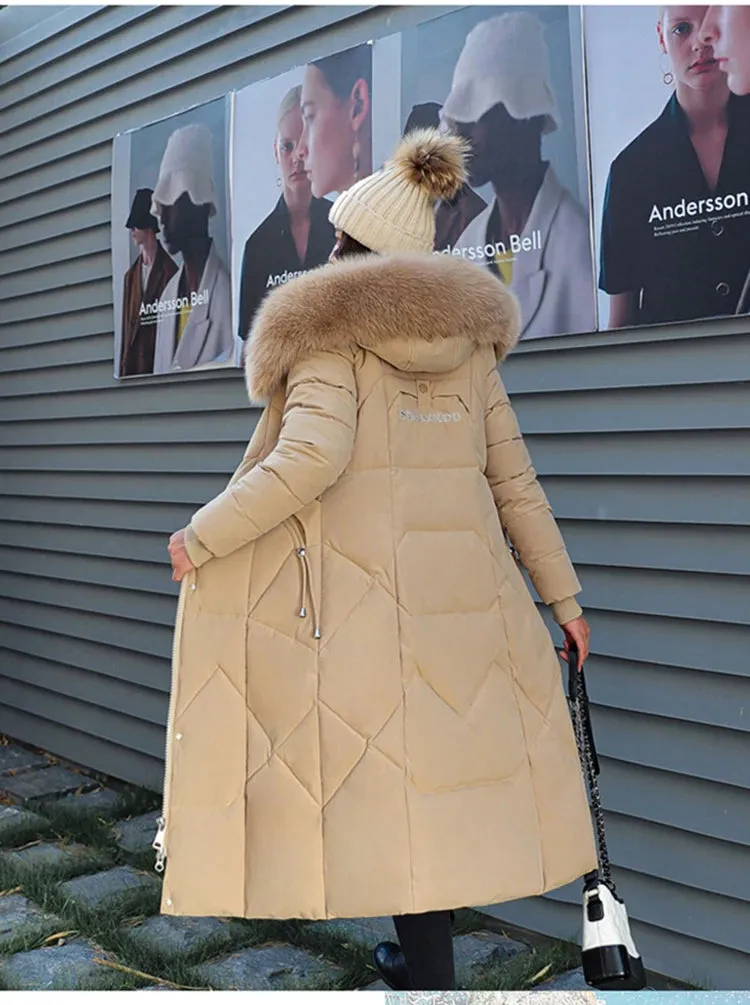 New Plus Size Down Cotton Coat for Women - Long Winter Puffer Parka, Thick Warm Hooded Jacket with Zipper Overcoat
