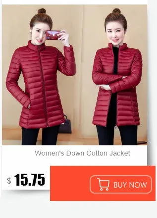 New Plus Size Down Cotton Coat for Women - Long Winter Puffer Parka, Thick Warm Hooded Jacket with Zipper Overcoat