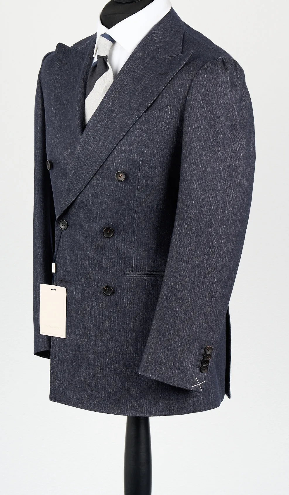 New Suitsupply Havana Blue "Denim Look" Wool, Cotton, Cashmere DB Zegna Suit - Size 38R