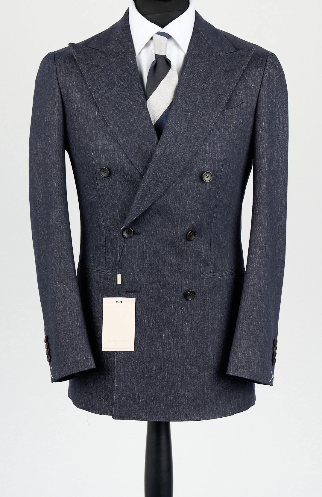 New Suitsupply Havana Blue "Denim Look" Wool, Cotton, Cashmere DB Zegna Suit - Size 38R