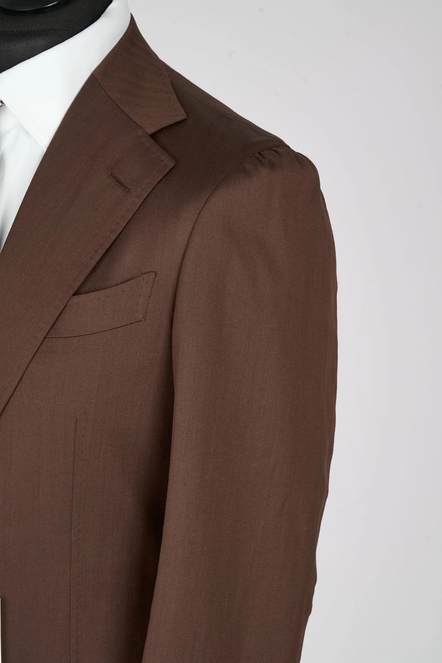 New Suitsupply Havana Tulip Chocolate Brown Herringbone Pure Wool Super 130s Suit - Size 36S, 38R, 38L, 44R