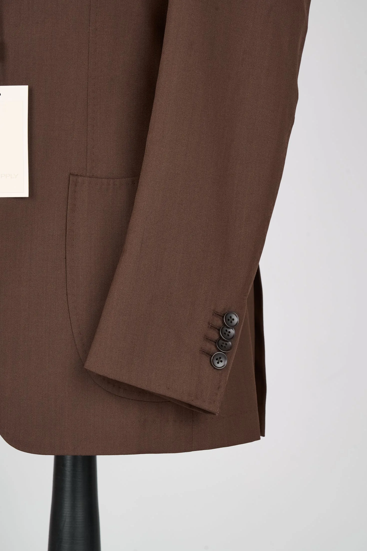 New Suitsupply Havana Tulip Chocolate Brown Herringbone Pure Wool Super 130s Suit - Size 36S, 38R, 38L, 44R