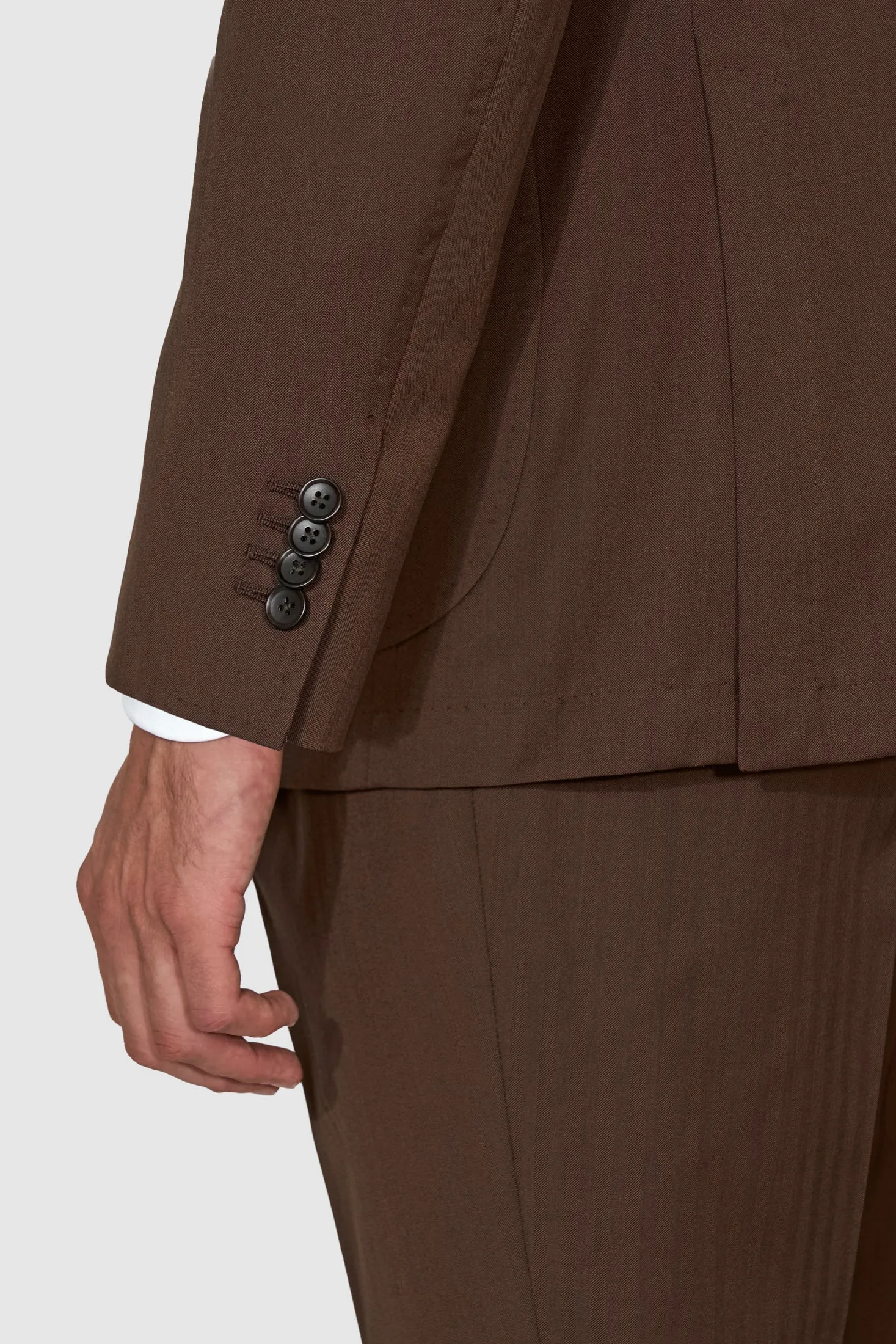 New Suitsupply Havana Tulip Chocolate Brown Herringbone Pure Wool Super 130s Suit - Size 36S, 38R, 38L, 44R