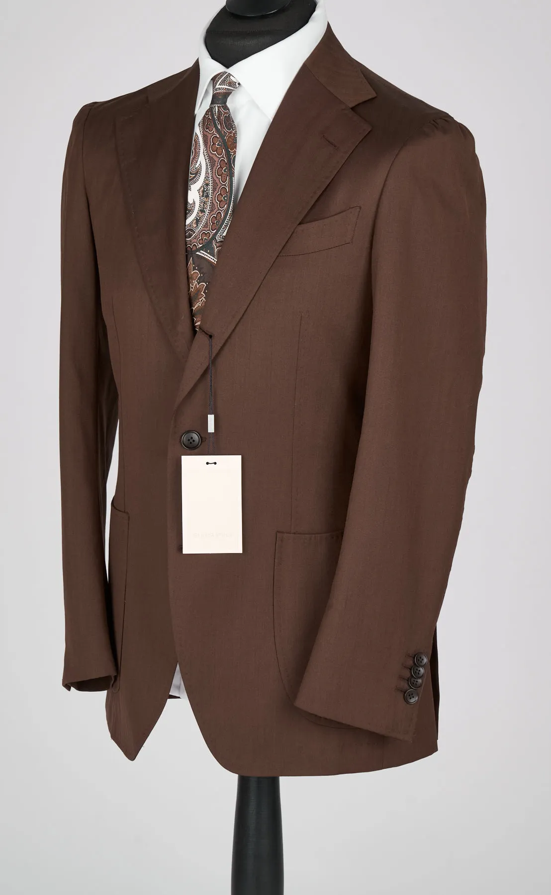 New Suitsupply Havana Tulip Chocolate Brown Herringbone Pure Wool Super 130s Suit - Size 36S, 38R, 38L, 44R