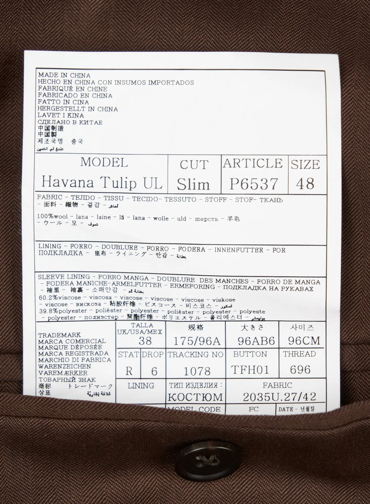 New Suitsupply Havana Tulip Chocolate Brown Herringbone Pure Wool Super 130s Suit - Size 36S, 38R, 38L, 44R