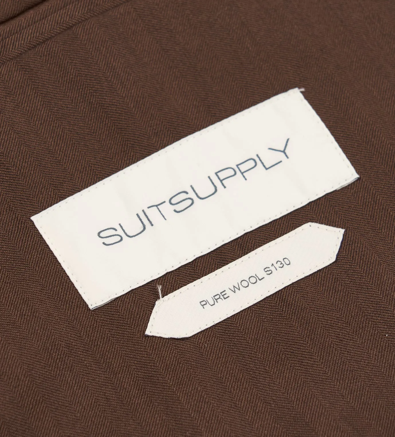 New Suitsupply Havana Tulip Chocolate Brown Herringbone Pure Wool Super 130s Suit - Size 36S, 38R, 38L, 44R