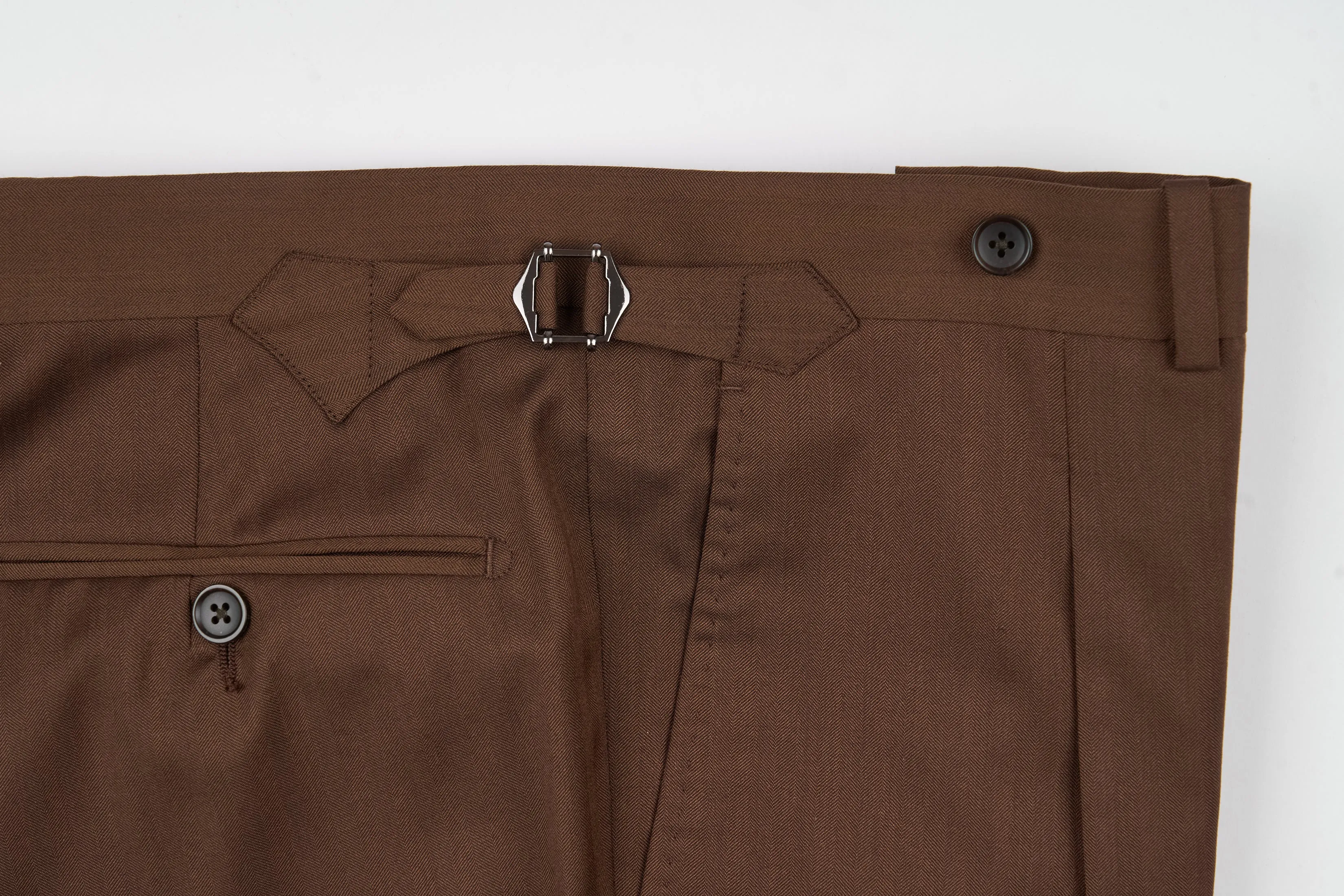 New Suitsupply Havana Tulip Chocolate Brown Herringbone Pure Wool Super 130s Suit - Size 36S, 38R, 38L, 44R