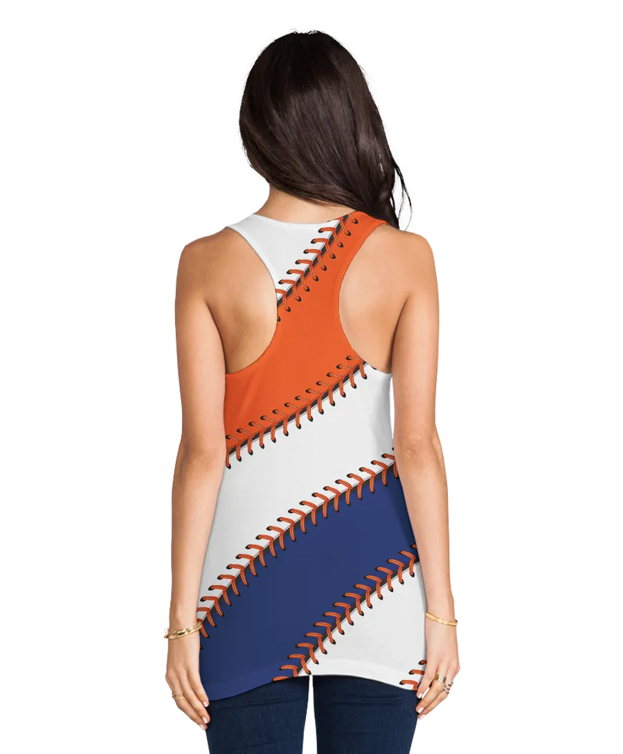 New York Baseball Stitches Racerback Tank Top