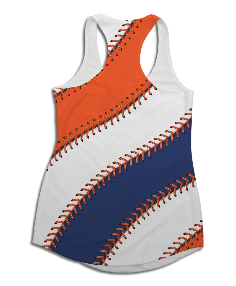New York Baseball Stitches Racerback Tank Top