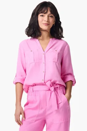 NIC ZOE Drapey Button Front Roll-Tab Utility Shirt S241639