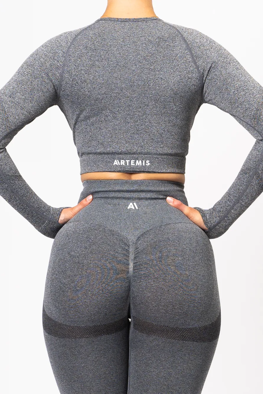 Nicki Marle Scrunch Crop Top Charcoal
