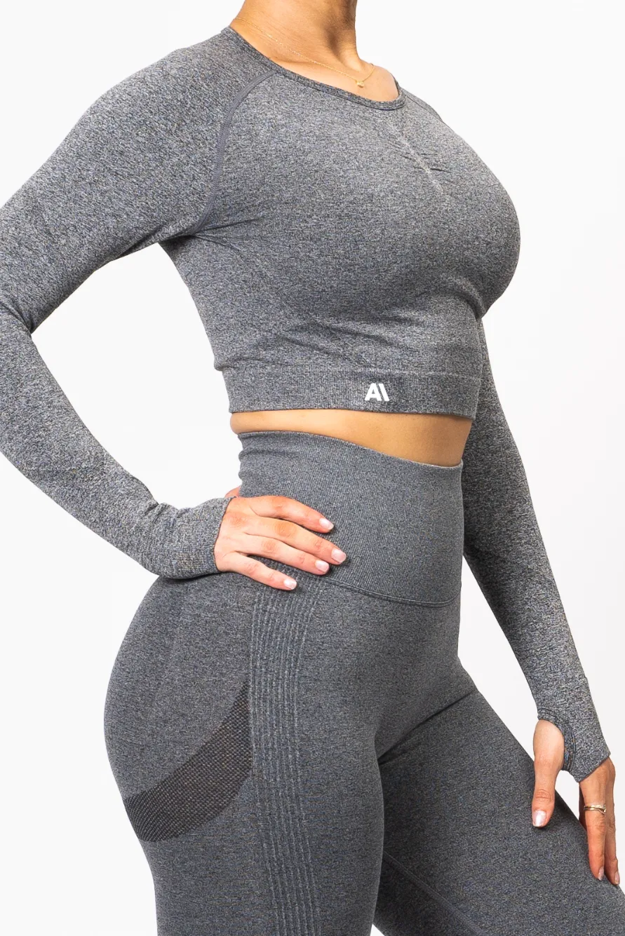 Nicki Marle Scrunch Crop Top Charcoal