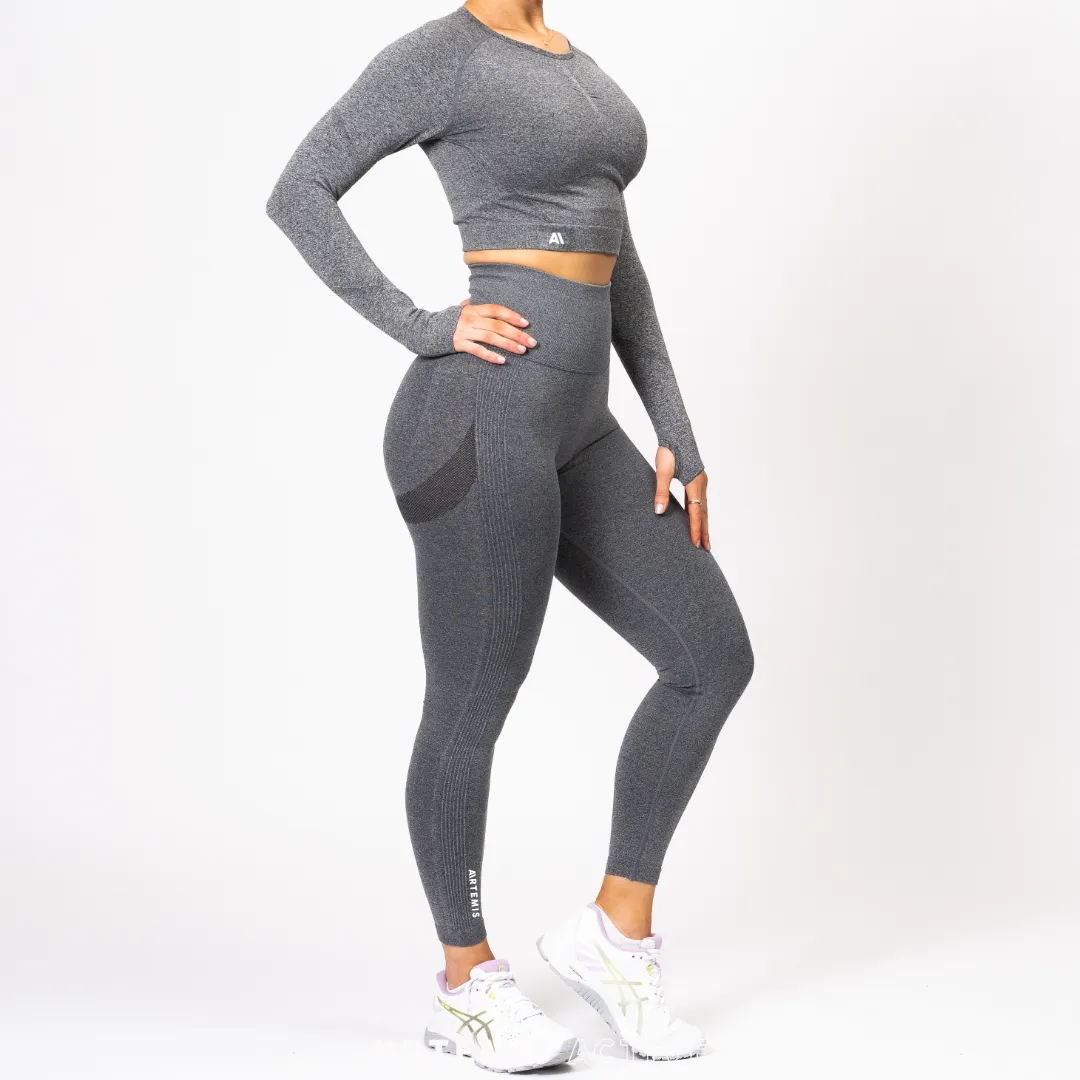 Nicki Marle Scrunch Crop Top Charcoal