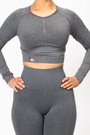 Nicki Marle Scrunch Crop Top Charcoal