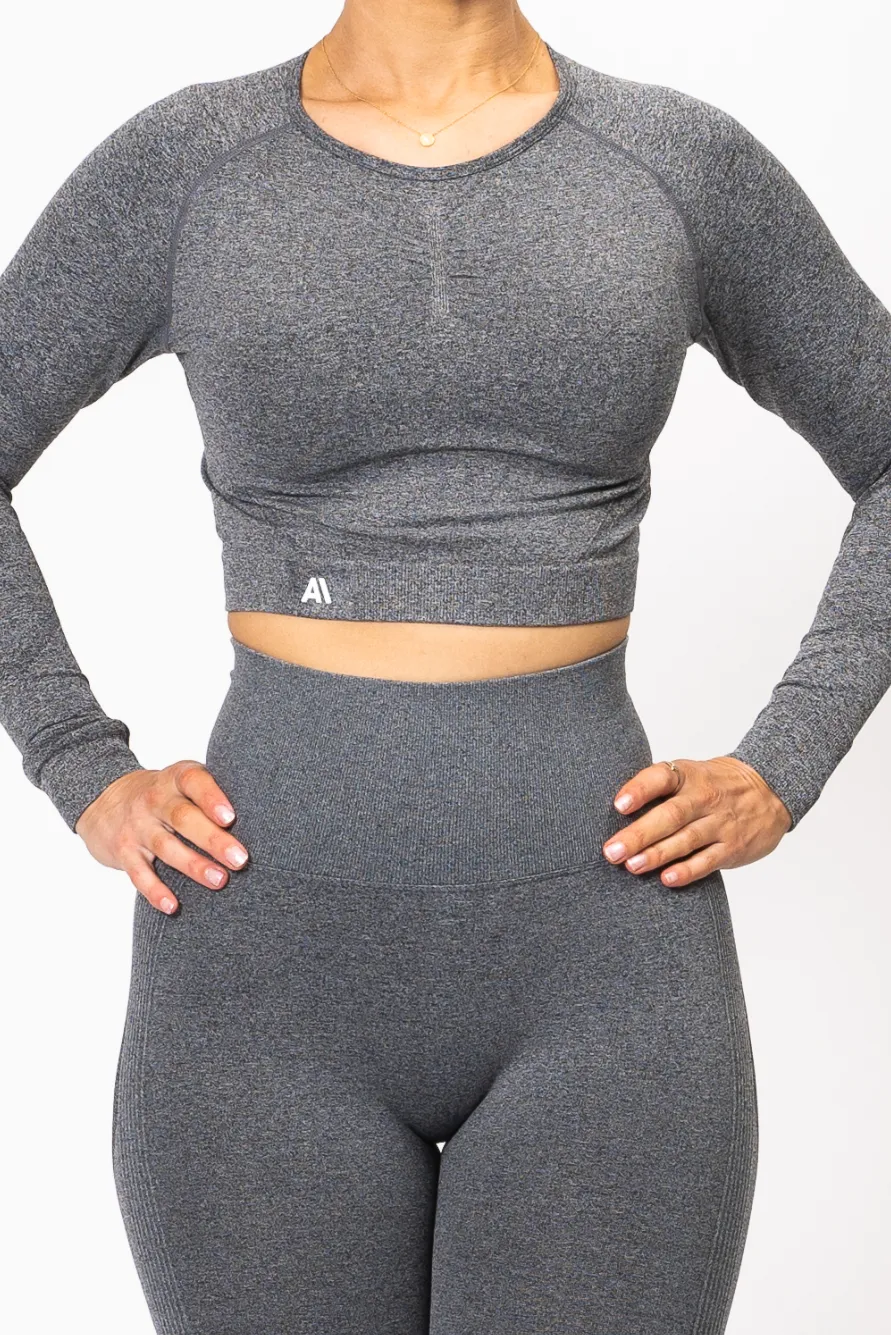 Nicki Marle Scrunch Crop Top Charcoal