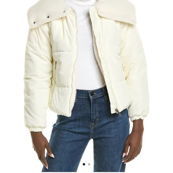 Nicole Miller Reversible Cream Puffer Jacket Size Large