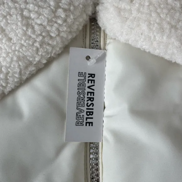 Nicole Miller Reversible Cream Puffer Jacket Size Large