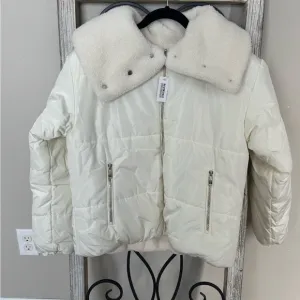 Nicole Miller Reversible Cream Puffer Jacket Size Large