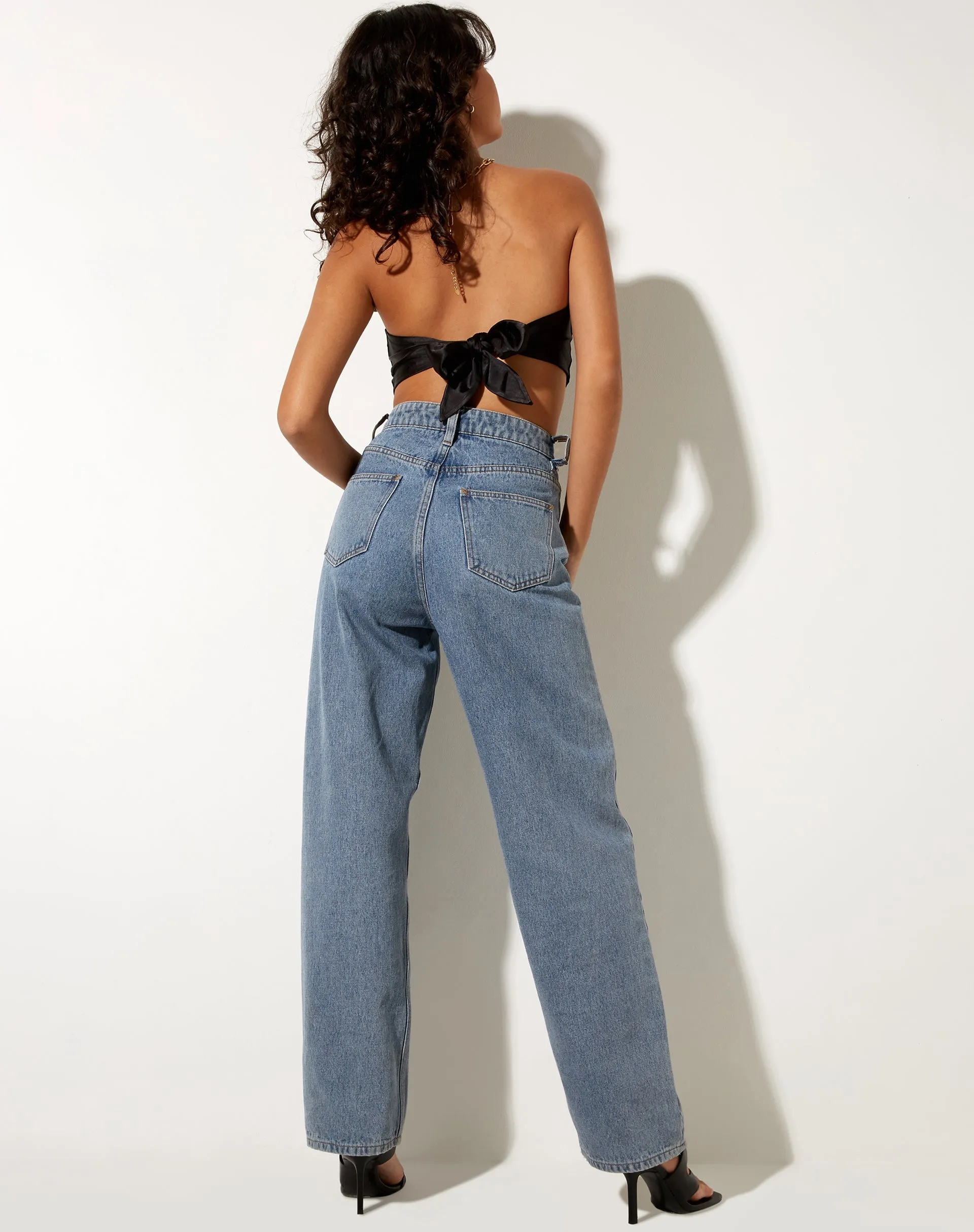 Nolda Crop Top in Satin Black