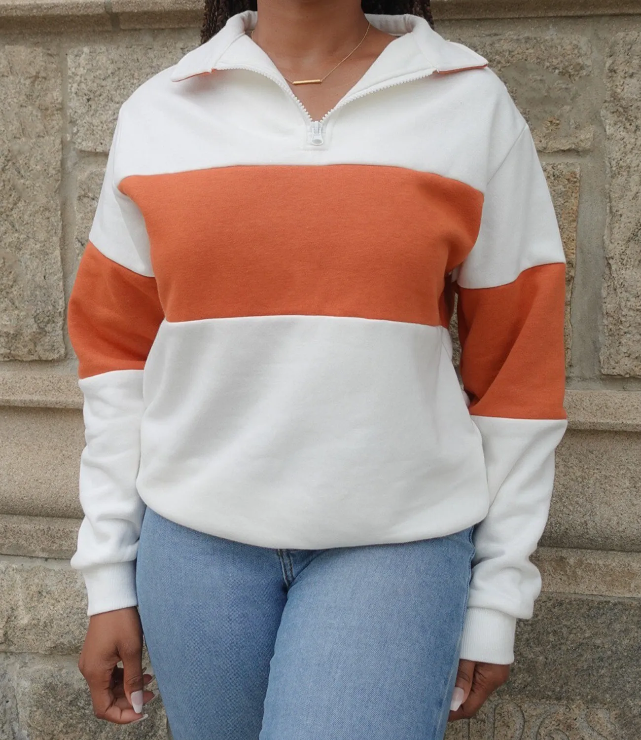 Not My Boyfriends Pullover(White/Rust)