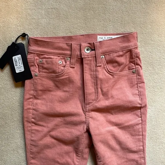 NWT Rag &amp; Bone High Rise Corduroy Skinny in Size 23 in light pink