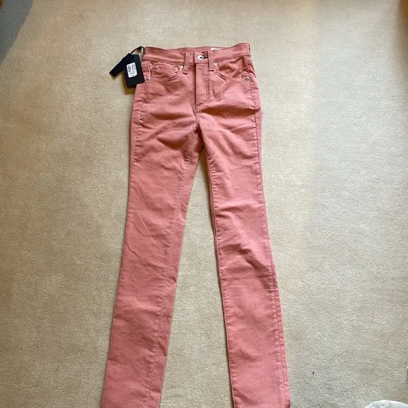 NWT Rag &amp; Bone High Rise Corduroy Skinny in Size 23 in light pink