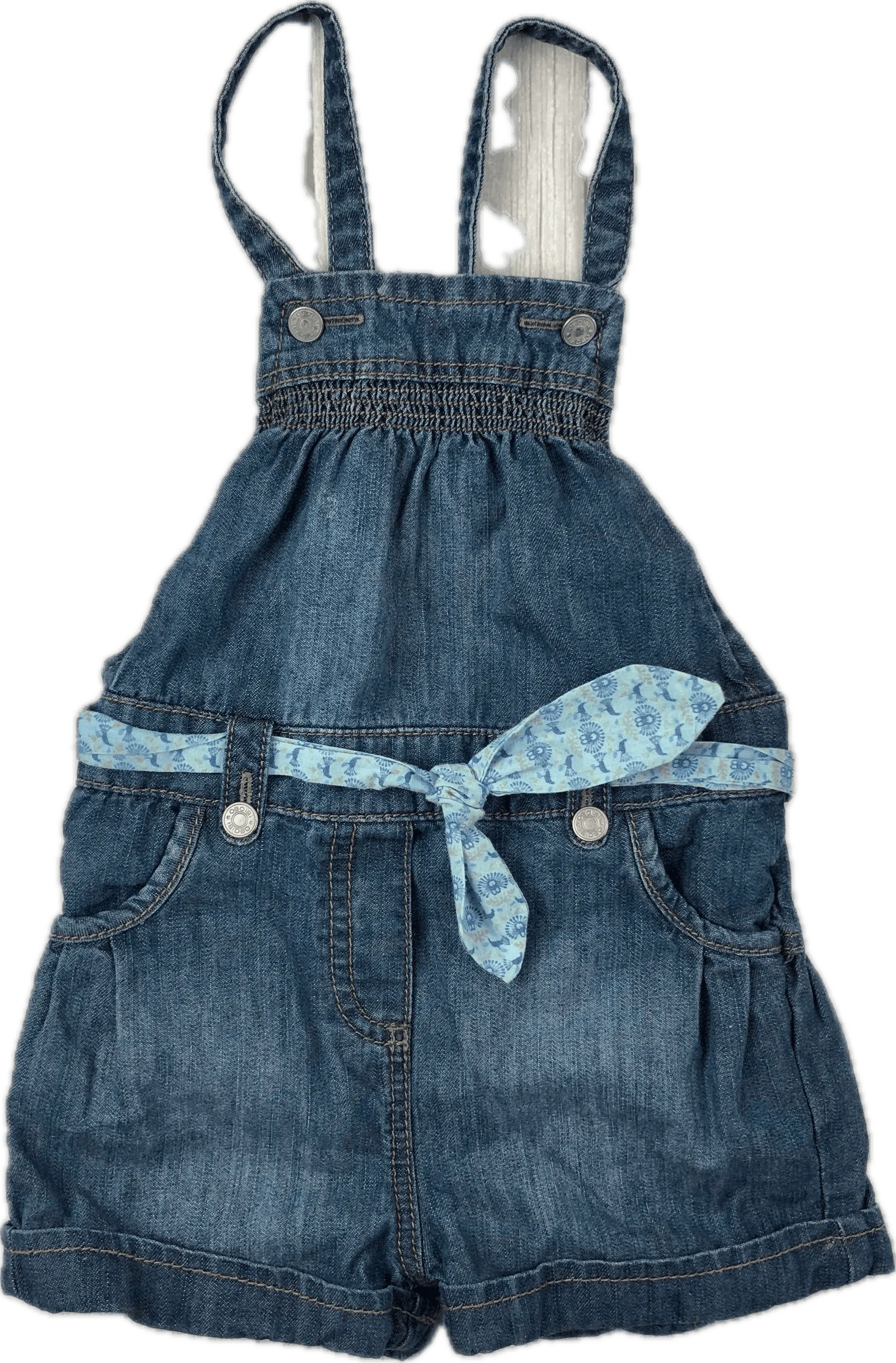 Obaibi France Lightweight Denim Bib Front Denim Shortalls - Size 18M