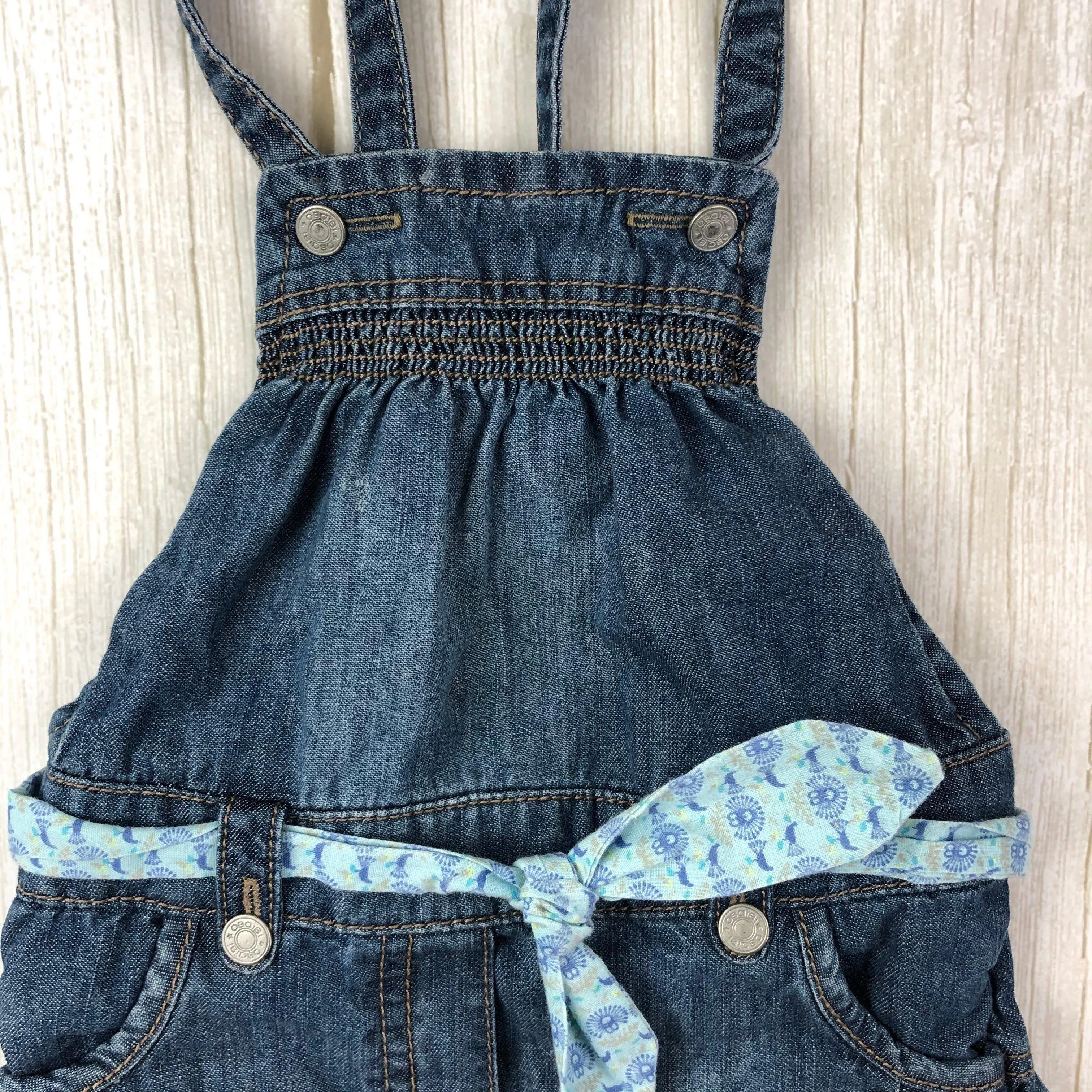 Obaibi France Lightweight Denim Bib Front Denim Shortalls - Size 18M