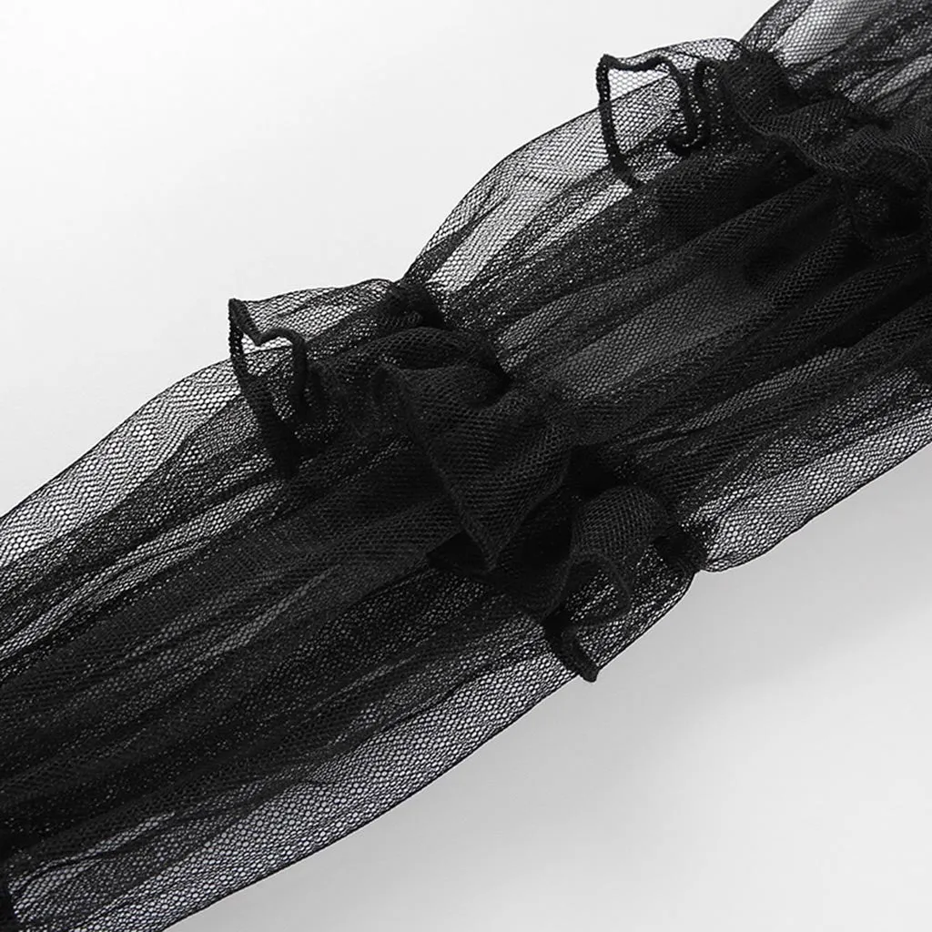Off Shoulder Crop Top with transparant sleeves