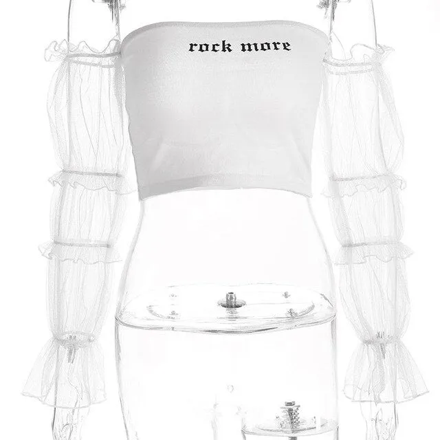 Off Shoulder Crop Top with transparant sleeves