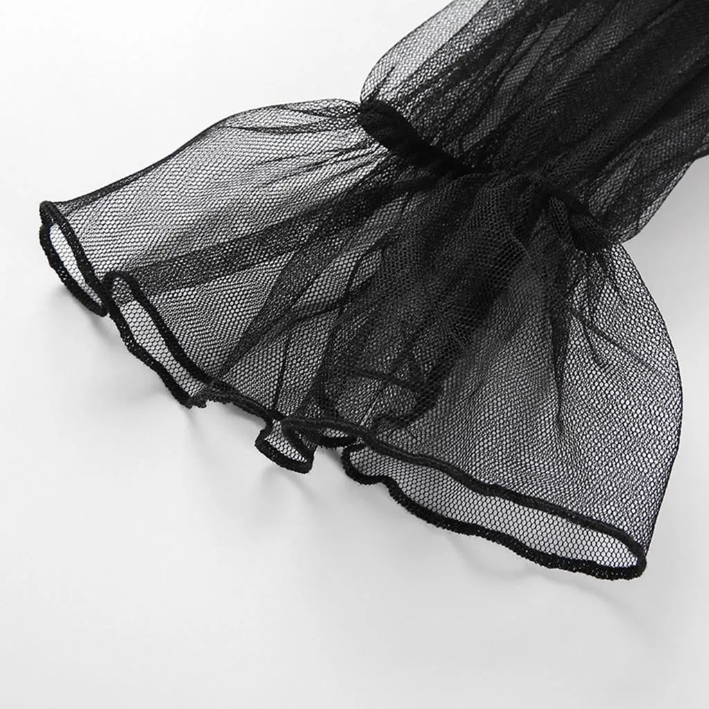 Off Shoulder Crop Top with transparant sleeves