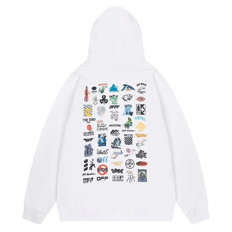 Off White Logo Drawstring Hoodie