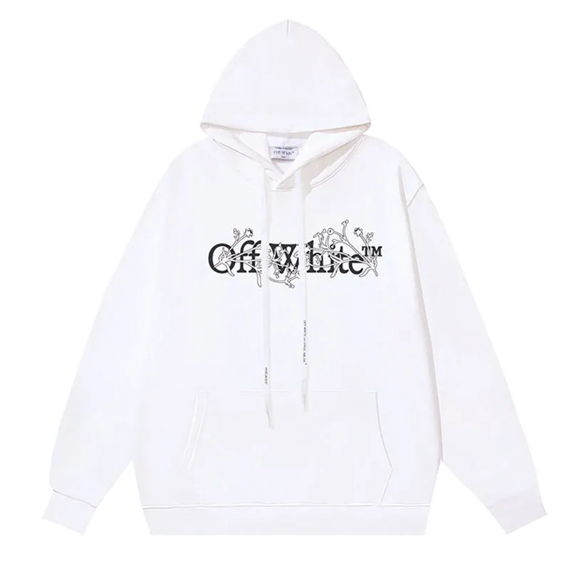 Off White Logo Drawstring Hoodie