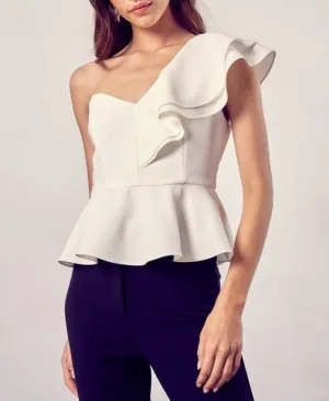 One Shoulder Ruffle Peplum Top